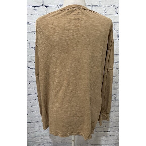 Talulah Anthropologie Tan Oversized V- Neck Long Sleeve Pullover Top Small - Picture 3 of 5